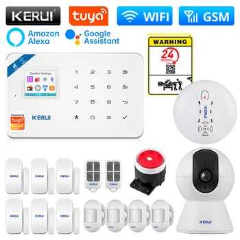 KERUI W181 Häire Sytem Kit WIFI GSM-Alarm Tuya Smart Alexa Liikumisandur Ukse Andur Sisemine IP Kaamera Sireen