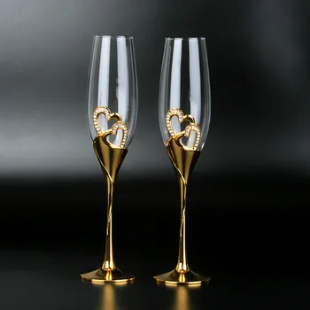 Crystal šampanja klaasid, pulmad pokaalid, punase veini klaase, Euroopa leibkonna vahuveini magus vein prillid, prillid kuldne