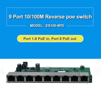 24v 9 Port 10/100M Reverse Lüliti 1-8 Port POE koos VLAN-Poe Toide Kaugus 300-500m