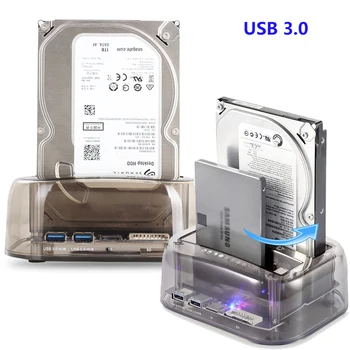 Kõvaketas Docking Station Kõik Ühe Suure Kiirusega USB 3.0 Kahekordne Sata Adapter TFSD-Kaardi Lugeja HDD Paljundusaparaat Cloner Väline Box