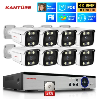 XMEYE 8CH POE NVR Kit 4K Ai Face Detect Turvalisuse Kaamera, kahesuunaline Audio Värvikas Öö Veekindel Video Valve Kaamera Komplekt