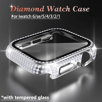 Klaasist Kate Apple Watch juhul 45 41mm 38mm 40mm 42mm 44mm Diamond bumper+Ekraani Kaitsekile jaoks iWatch Seeria 8 7 6 SE 5 4 3