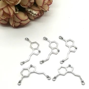 5 Tükki Õnnelik Hormooni Serotoniini Molekul, Metall, Molekul, Keemia Teadus Ripats Serotoniini Ripats DIY Kaelakee Ehted