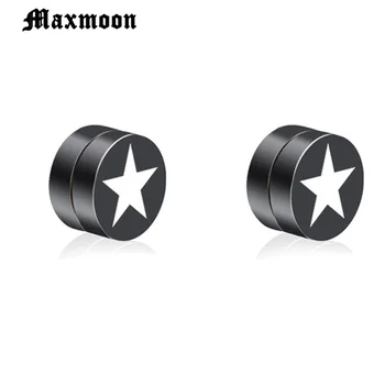 Maxmoon Ring White Star Magnet Stud Kõrvarõngas Ratas Naised Meeste Magnet Võltsitud Kõrva Plug Kõrva Ehteid