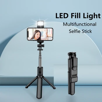 Uus 3, 1, Traadita Selfie Statiivi Koos Fill Light Bluetooth Kaugjuhtimispult Katiku Kaasaskantav Kokkupandav Monopod Nutitelefon
