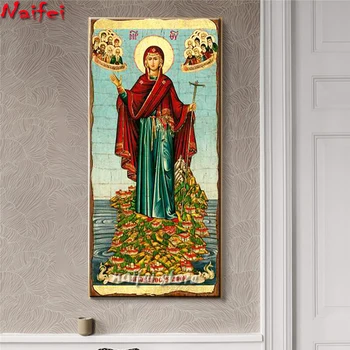 Kreeka Õigeusu 5D Diamond Maali ristpistes Religioon Ikoon Neitsi Maarja Athos,Teemant Tikandid Mosaiik Decor Kingitus Käsitöö