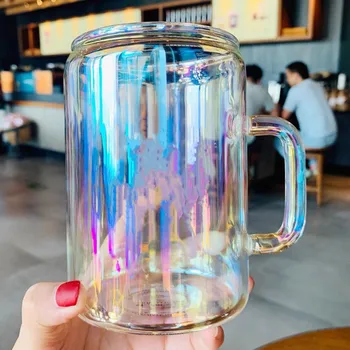 Starbk 700ML korea Suure Võimsusega Vee Tassi Aurora Borealis Värviline Klaas Tass Naine Tee Piim Kohv Korter Põhja Kruus