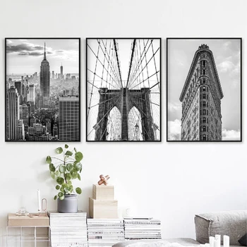 New York City Must-Valged Plakatid ja Pildid Brooklyn Bridge & Korter Raud Fotod Seina Art Lõuend Maali Pilte Home Decor