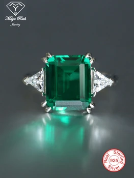 Loodud Kalliskivi Smaragd Triloogia Ringi Roheline Reaalne 925 Sterling Hõbe Partei Naistele Aastapäeva Kingitus Esteetiline Võlu Naine