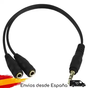 Audio Stereo Kaabel, 3,5 mm Splitter Mees 2 Naine Sadamad Musta Y Splitter Adapter, Aux-Pesa Heli, Telefonid, Kõrvaklapid
