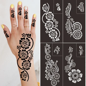 Korduvkasutatavad Ajutine Henna Tattoo Šabloon Käsi Käe Varruka Nägu Tätoveering Asjade Šabloonid Pen Maali Mall DIY India