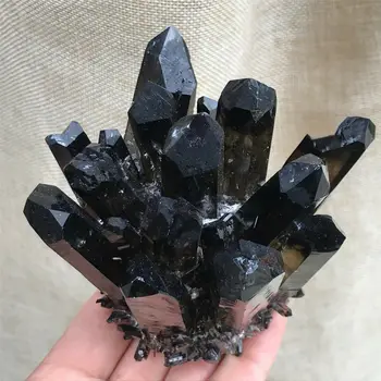 Naturaalne Must Smokey Quartz Crystal Klastri Mineraal-Näidis Tervendav