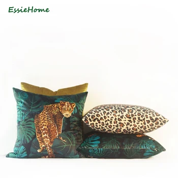 ESSIE KODU Troopiliste Loomade Muster Leopard Džungel Digital Print Velvet Padi padjapüür Eest elutuba