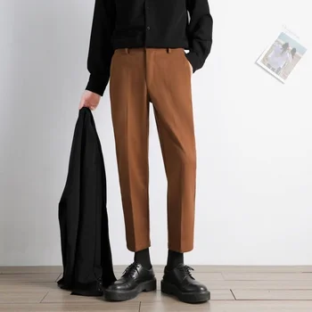 2021 Meeste Mood Vabaaja Püksid, Slim Fit Briti Stiilis Äri Paksenema Villane Püksid Streetwear Püksid 4 Värvi Ülikond Püksid