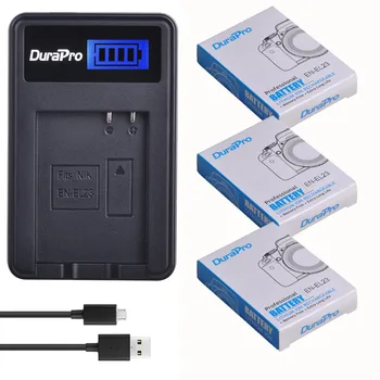 DuraPro ET-EL23 Bateria ENEL23 ET EL23 Aku + Laadija koos C-Tüüpi port Nikon COOLPIX P900 P610 P600 B700 S810c Kaamera