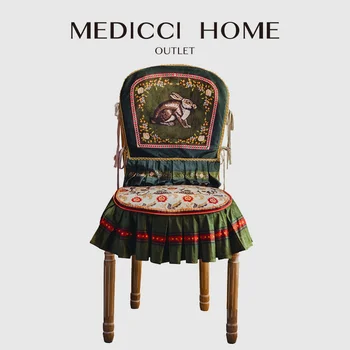 Medicci Kodu Deluxe Chairback Kate Retro Chaplet Vanik Küülik Prindi Tool Iste Slipcover Seljatoe Kate Stiilne Söögituba Deco
