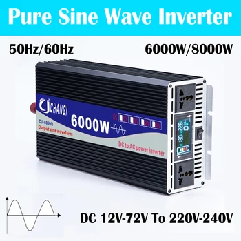 Inverter 12V 220V 3000W 4000W 6000W 8000W 12V Dc 230 v Ac 220V Puhas Siinus Pinge Converter LCD veduk Micro Inverter