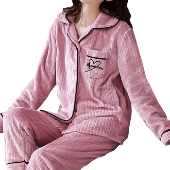 2021 Uus Talv Jõulud Fliis Flanell Pidžaama Komplekt Naiste Soe Paksenema Velvet Pidžaamad Set Sleepwear Kaks Tööd Sleepwear Pidžaama