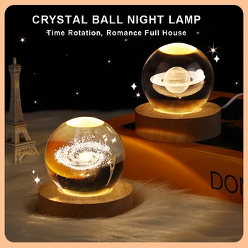 Romantiline helendav kristallkuul öö lambi kuu päikesesüsteemis ferris wheel stiilis öö valguses vabatahtlik projektsioon atmosfääri lambid